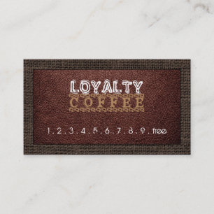 Loyalty Coffee Punch Leather Look Burlap Border #7 Card