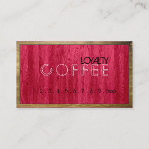 Loyalty Coffee Punch Modern Red Wood Grain #4 Card