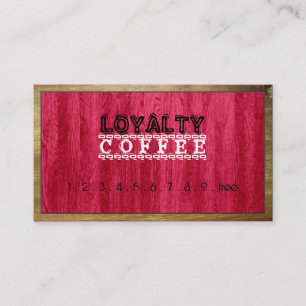 Loyalty Coffee Punch Modern Red Wood Grain #6 Card