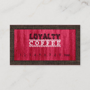 Loyalty Coffee Punch Modern Red Wood Grain #8 Card