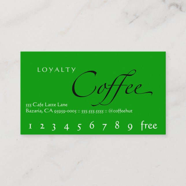 Loyalty Coffee Punchcard Green Card (Front)