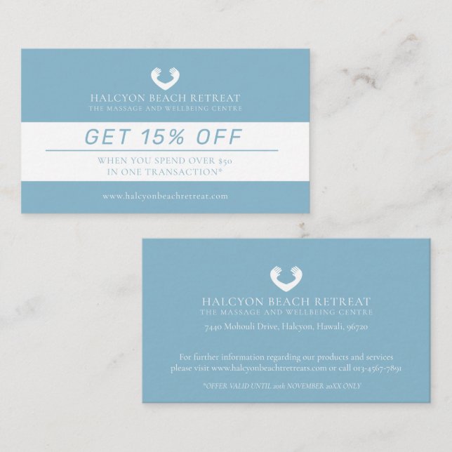 Loyalty discount beauty health massage offer card (Front/Back)