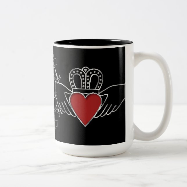 Loyalty Love Friendship Claddagh Black Coffee Mug (Right)