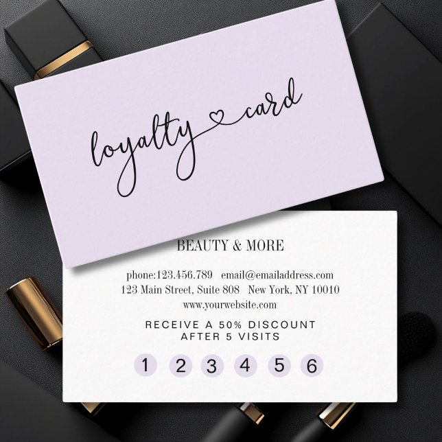 Loyalty Map 5 Nails Lashes Beauty Business Card (Personalized Loyalty 5 Nails Lashes Beauty Business Card)