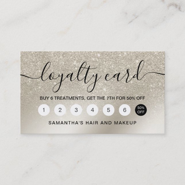 Loyalty pearl glitter ivory ombre gold metallic card (Front)