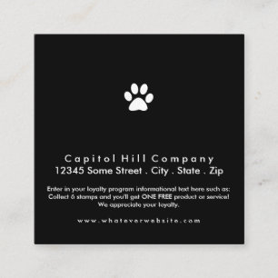 loyalty program pet paw square card