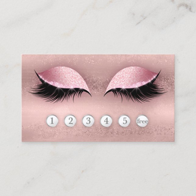 Loyalty Punch Card Lashes Lash Eyelash Rose Gold (Front)