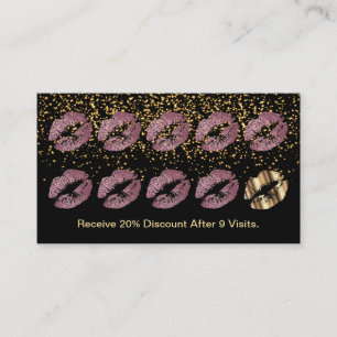 Loyalty Punch Card - Pink Rose Glitter and Gold