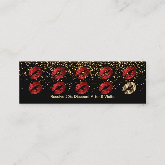 Loyalty Punch Card - Red Glitter and Gold 3 (Front)