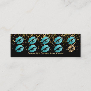 Loyalty Punch Card - Teal Glitter and Gold 3
