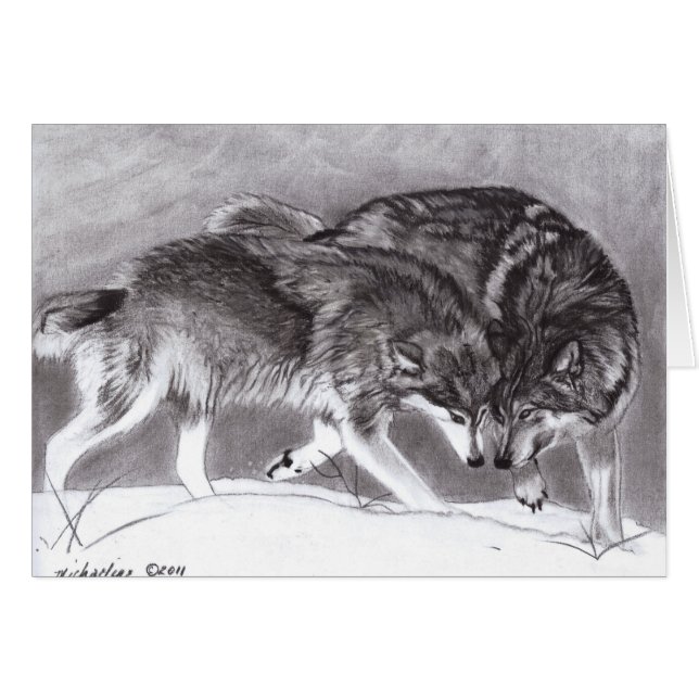Loyalty - Wolves in snow greeting card (Front Horizontal)