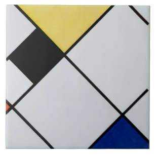 Lozenge Composition with Yellow, Black, Blue, Red Ceramic Tile