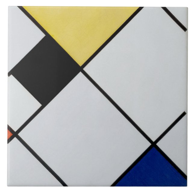 Lozenge Composition with Yellow, Black, Blue, Red Ceramic Tile (Front)
