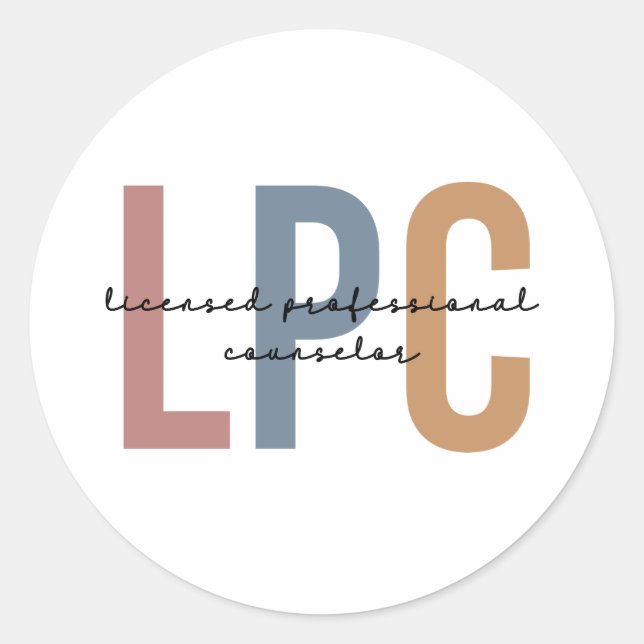 LPC Licensed Professional Counsellor Classic Round Sticker (Front)