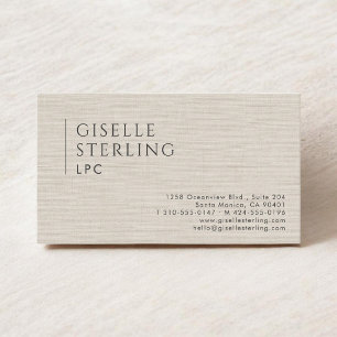 LPC Licensed Professional Counsellor Natural Linen Business Card