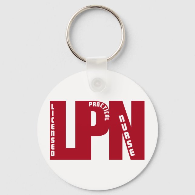 LPN Big RED LICENSED PRACTICAL NURSE Key Ring (Front)