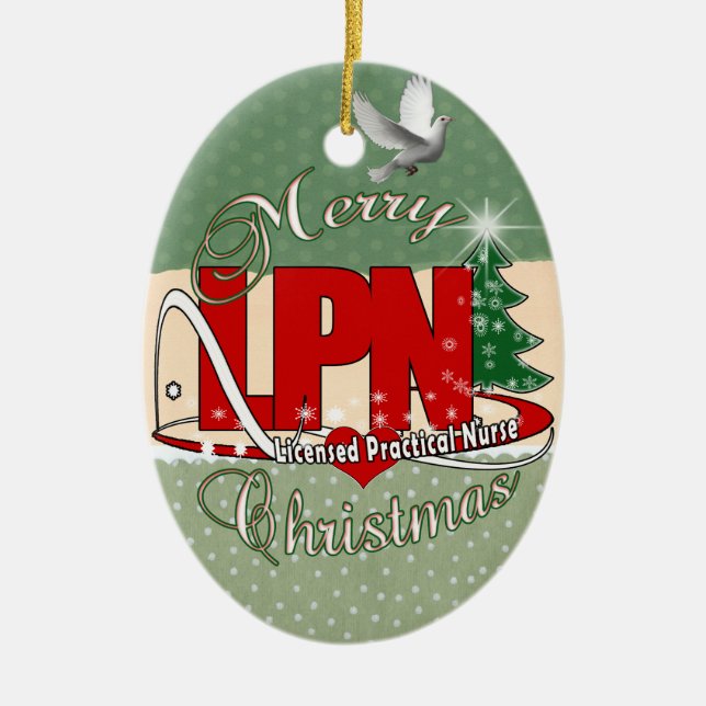 LPN CHRISTMAS Licensed Practical Nurse Ceramic Tree Decoration (Front)