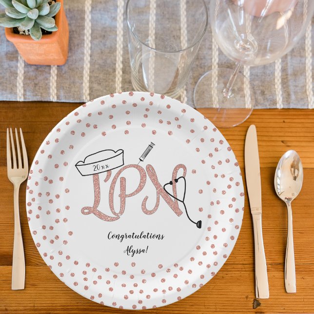 LPN confetti Nurse graduation party decor Paper Plate (Creator Uploaded)