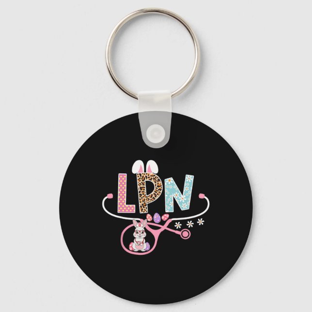 Lpn Licensed Practical Nurse Easter Bunny Stethosc Key Ring (Front)