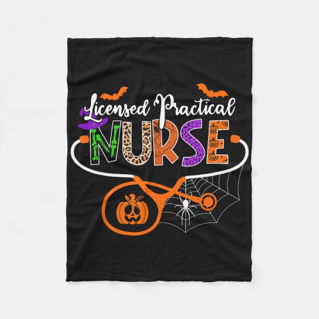 Lpn Licensed Practical Nurse Halloween Stethoscope Fleece Blanket (Front)