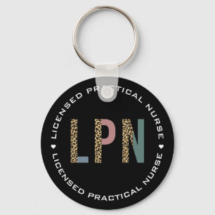LPN Licensed Practical Nurse Leopard Print Key Ring