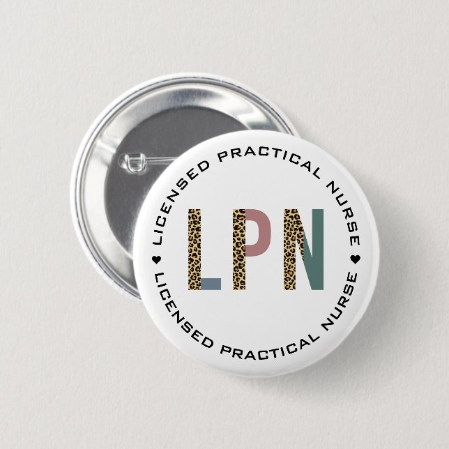 LPN Licensed Practical Nurse Leopard Typography 6 Cm Round Badge (Front & Back)