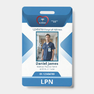 LPN Licensed Practical Nurse Photo Hospital Logo  ID Badge
