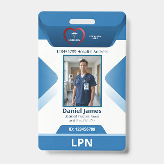 LPN Licensed Practical Nurse Photo Hospital Logo ID Badge