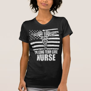 LPN Long Term Care Nurse American Flag T-Shirt