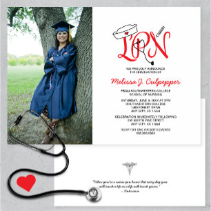 LPN Nurse photo graduation pinning party / red Invitation