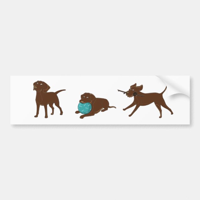 LR chocolate lab cartoon strip Bumper Sticker (Front)