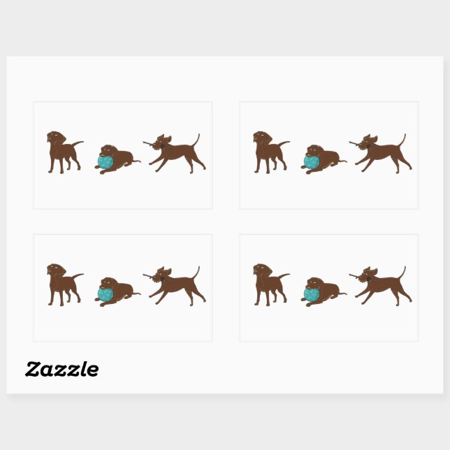 lr chocolate lab cartoon strip rectangular sticker (Sheet)
