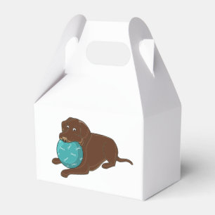 LR chocolate lab chewing ball cartoon Favour Box