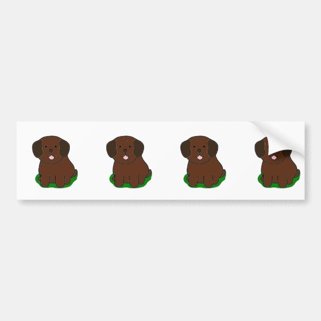 LR chocolate lab kawaii cartoon Bumper Sticker (Front)