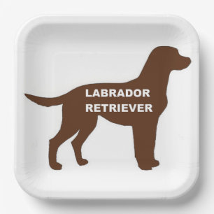 LR chocolate lab name silhouette Paper Plate
