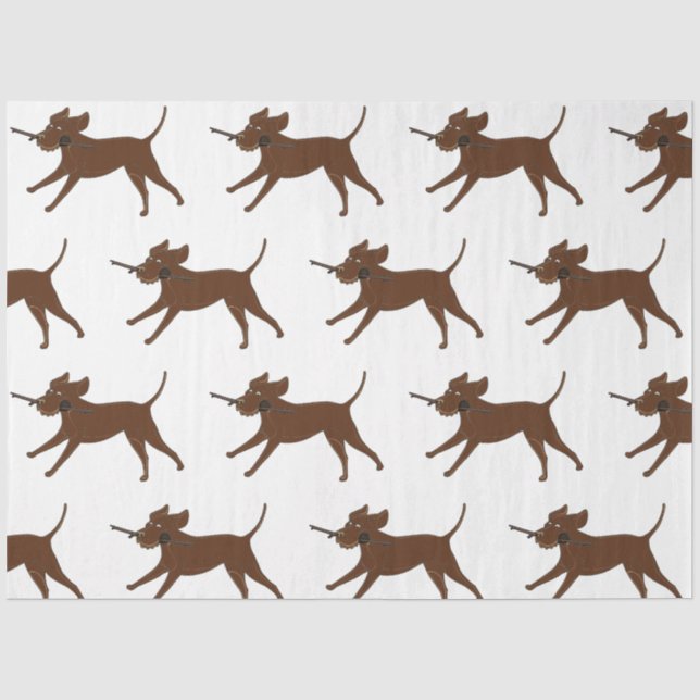 LR chocolate lab with stick Tissue Paper (Front)