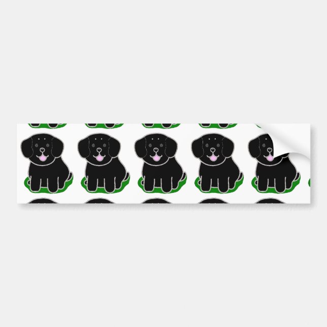 LR kawaii black lab cartoon Bumper Sticker (Front)