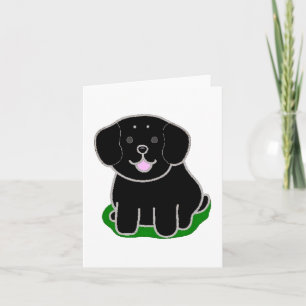 LR kawaii black lab cartoon Card