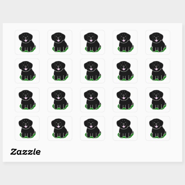 LR kawaii black lab cartoon Square Sticker (Sheet)