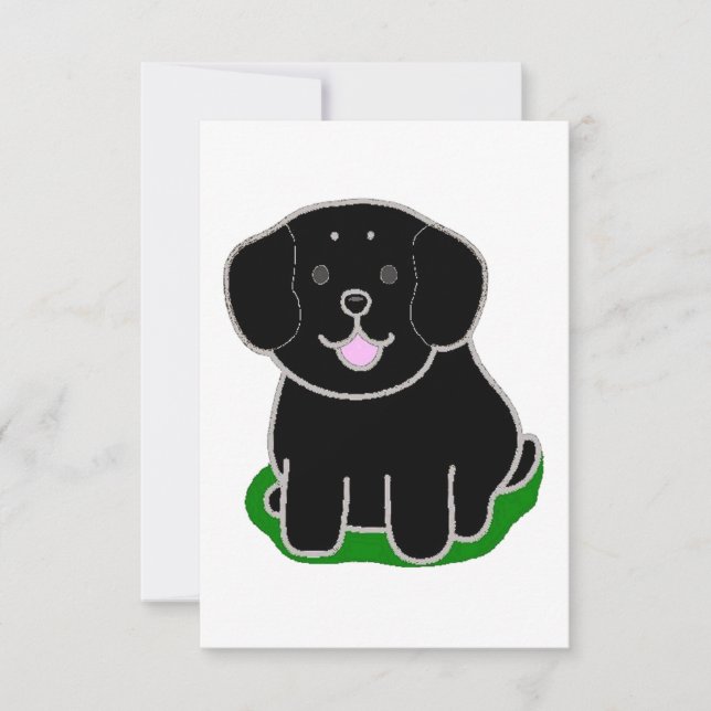 LR kawaii black lab cartoon Thank You Card (Front)
