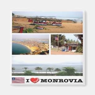 LR - Liberia - Monrovia - I Love - Collage Mosaic Magnet