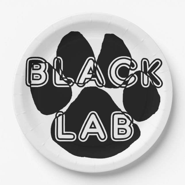 LR name paw black Paper Plate (Front)