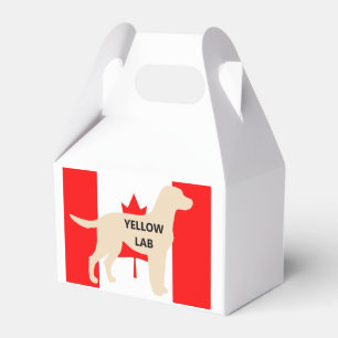 LR yellow lab name silhouette on flg Favour Box