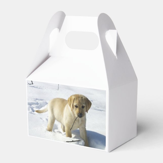 LR yellow lab puppy in snow Favour Box (Front Side)