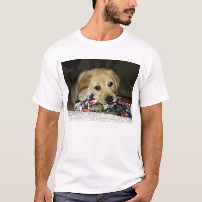 LR yellow lab puppy with toy T-Shirt (Front)