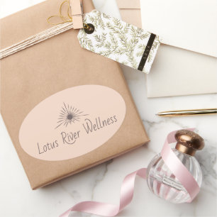 LRW Sun Logo Brand Muted Blush Oval Sticker
