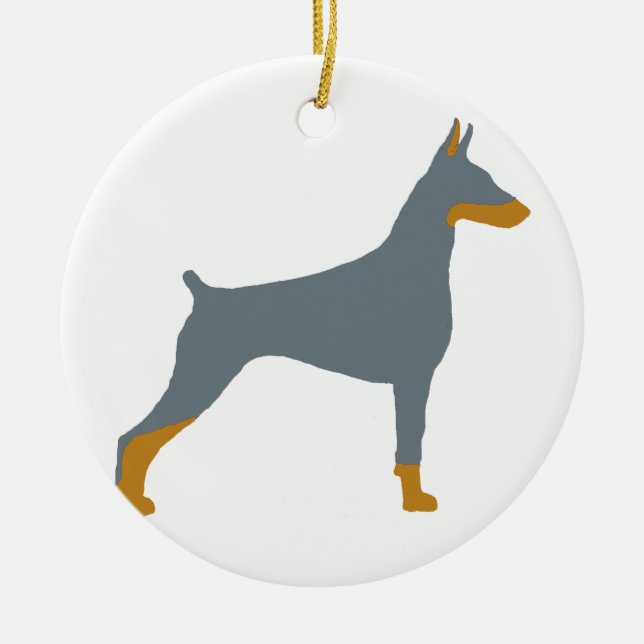 LS Doberman Pinscher blue and rust  silo Ceramic Ornament (Front)