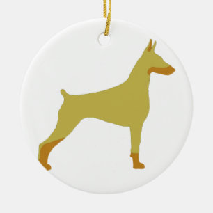 LS Doberman Pinscher fawn and rust  silo Ceramic Tree Decoration