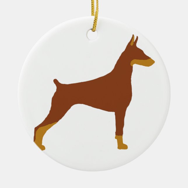 LS Doberman Pinscher red and rust  silo Ceramic Ornament (Front)