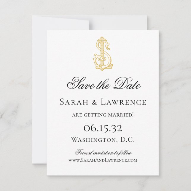 LS Monogram or SL Monogram Save the Dates Date (Front)